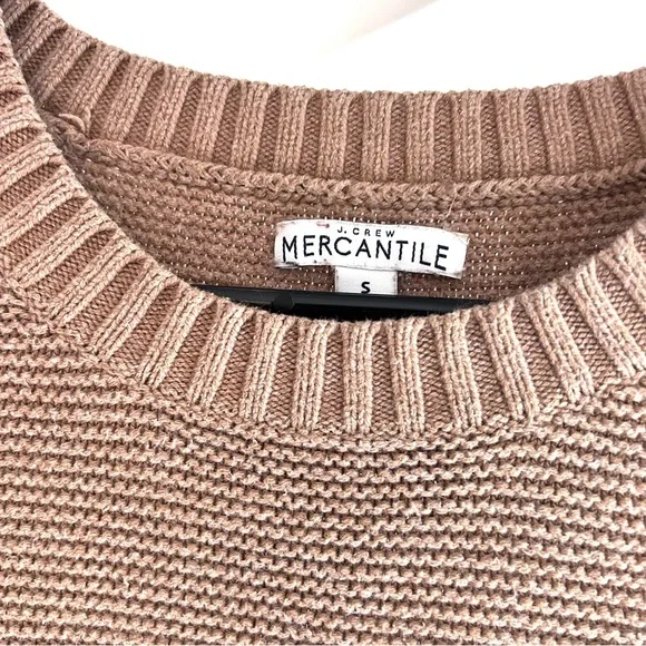 J.Crew Cozy Neutral Fisherman Crew Neck Sweater. Cotton / Wool, Brown, size S. - Picture 4 of 5